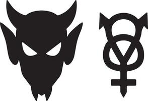 Mysterious Devil and Gender Symbol Dark, Monochrome Illustrations of Evil and Androgyny - Professional digital artwork with vibrant colors and detailed composition vector