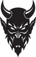 Menacing Devil Head Silhouette Fierce, Dark Graphic Design for Halloween, Metal, or Gothic Projects - Professional digital artwork with vibrant colors and detailed composition vector