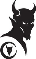 Mysterious Black Devil Silhouette, Intense Glaring Eyes, Dark Moody Art Design, Gothic Style Illustration - Professional digital artwork with vibrant colors and detailed composition vector