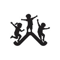 Joyful Children Playing on a Playground Slide A Silhouette Illustration of Happy Kids Outdoor Fun vector
