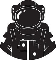 Mysterious Black and White Silhouette of an Astronaut Exploring the Cosmos in a Somber Mood vector