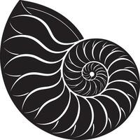 Elegant Black and White Nautilus Shell Design A Stunning Spiral Graphic for Nature Lovers and Artistic Designs vector