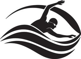 Dynamic Silhouette of a Swimmer Gracefully Gliding Through Water, Evoking a Sense of Effortless Power and Aquatic Freedom vector