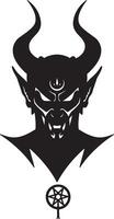 Menacing Dark Lord Silhouette, Mysterious Evil Figure with Horns and Pentagram, Gothic Fantasy Art - Professional digital artwork with vibrant colors and detailed composition vector