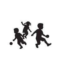 Joyful Children Playing Energetically Outdoors Silhouette of Kids Having Fun with Balls in a Sunny Setting vector