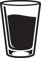 Simple Black and White Illustration of a Glass of Water, Depicting a Refreshing and Clean Mood in a Minimalist Style vector