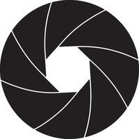 Dramatic Black and White Camera Lens Diaphragm Shutter Opening, Abstract Photography Icon, Stylish Graphic Design Element vector