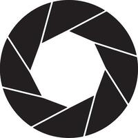 Striking Monochrome Camera Aperture Icon A Dramatic, Symbolic Close-up of a Black and White Shutter in a Circular Design vector