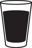 Simple Black and White Illustration of a Glass of Water, Refreshing Drink in a Tall Glass, Minimalist Design, Clean and Crisp Image vector