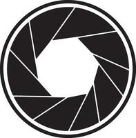 Dramatic Black and White Camera Lens Aperture Icon A Stylish Graphic Design Element for Photography, Art, and Branding vector