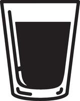 Simple Black and White Illustration of a Shot Glass Filled with Dark Liquid, Perfect for Bar, Pub, or Cocktail Menu Design vector