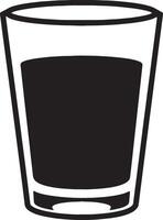 Simple Line Drawing of a Glass of Dark Liquid, Mysterious and Moody Cocktail, Isolated on White Background vector