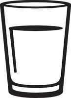 Simple Line Drawing of a Glass of Water Refreshing, Clean, and Thirst-Quenching Beverage in a Transparent Glass vector
