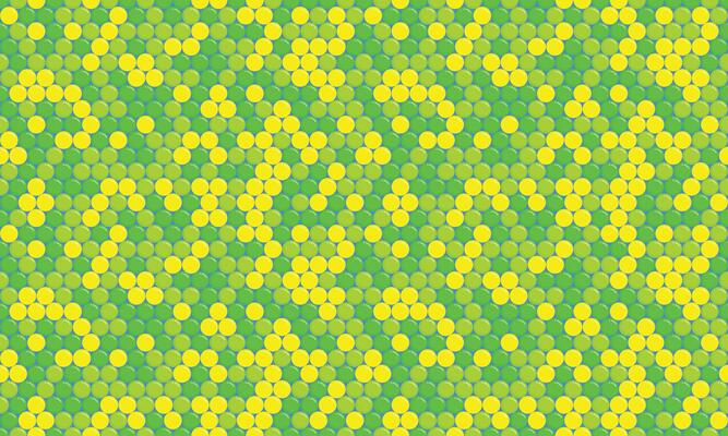Vibrant green and yellow circle pattern. Perfect for backgrounds, textiles, or website design. This repeating geometric design offers a playful, energetic aesthetic, symbolizing growth and harmony.