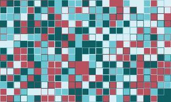 Abstract geometric mosaic pattern. Vibrant teal, red, and white squares create a dynamic, textured design perfect for backgrounds, websites, or presentations. vector
