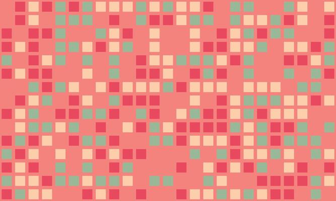Abstract geometric mosaic pattern. Pastel pink, peach, and green squares create a vibrant, playful texture ideal for backgrounds, websites, or textile designs.