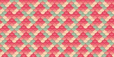 Seamless pastel pink, peach, and mint green fish scale pattern. Perfect for textile design, website backgrounds, or whimsical branding. vector