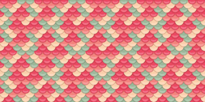 Seamless pastel pink, peach, and mint green fish scale pattern. Perfect for textile design, website backgrounds, or whimsical branding.