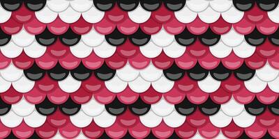 Abstract seamless pattern of overlapping scales in pink, white, and black. Perfect for fashion, website backgrounds, or any design needing a vibrant, textured look. vector
