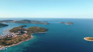 Panoramic view of Adriatic sea with islands and coastal town video