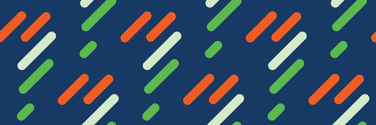 Vibrant abstract pattern of diagonal lines in green, orange, and white on a navy blue background. Perfect for website banners, social media posts, or modern design projects.