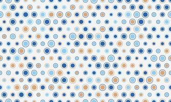 Abstract seamless pattern of blue and beige circles on a white background. Ideal for textile prints, website backgrounds, or playful branding. vector