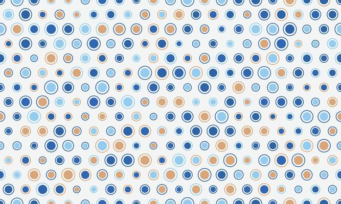 Abstract seamless pattern of blue and beige circles on a white background. Ideal for textile prints, website backgrounds, or playful branding.