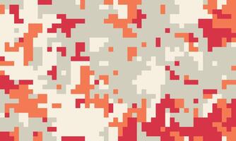 Abstract pixelated camouflage pattern in muted oranges and reds on a beige background. Ideal for fashion, technology, or gaming design projects. vector