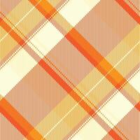 Fibre texture plaid, famous fabric background tartan. Give seamless textile pattern check in orange and light yellow colors. vector