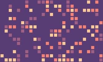 Abstract pixel art background. Warmtoned squares on a deep purple backdrop create a vibrant, modern design. Ideal for websites, presentations, and social media. vector