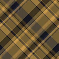 Upscale texture pattern check, ornate plaid textile. Kitchen seamless background fabric tartan in amber and dark colors. vector