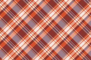 Girly tartan texture, grungy check textile seamless. Thin plaid fabric background pattern in red and pastel colors. vector