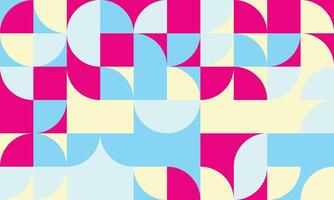 Vibrant geometric pattern featuring pastel blue, pale yellow, and fuchsia circles and squares. Ideal for modern backgrounds, website design, or textile prints. vector