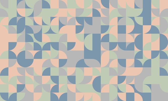 Abstract geometric pastel pattern. Modern, seamless design featuring circles and squares in muted tones. Ideal for website backgrounds, textile prints, or contemporary branding.