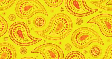 A yellow and orange paisley pattern background vector