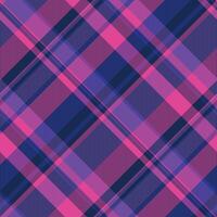 Vibrant pink and purple plaid pattern. Perfect for textile design, fashion, or website backgrounds. This seamless texture offers a modern, stylish aesthetic with a touch of retro charm. vector