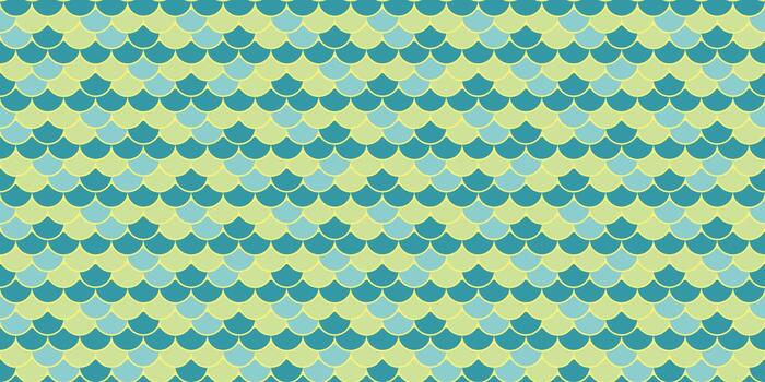 Seamless pastel teal and yellow scale pattern. Perfect for backgrounds, textile design, or whimsical branding. This repeating geometric design evokes feelings of tranquility and summer. vector