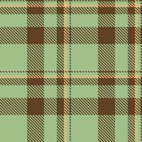 Elegant seamless plaid pattern in soft mint green, brown, and beige. Perfect for textile design, wallpaper, or wrapping paper. Evokes feelings of warmth and comfort. vector