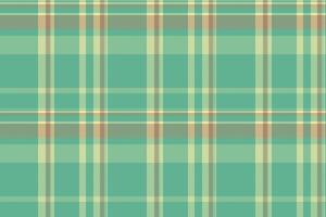 Thin check fabric seamless, nice texture pattern. Cover plaid background tartan textile in mint and pale goldenrod colors. vector