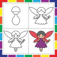 How to draw a fairy coloring page vector