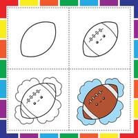 Easy Football Coloring Page for Kids Step by Step Tutorial vector