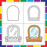 Easy Step by Step Guide to Draw a Mirror for Kids Coloring Fun vector