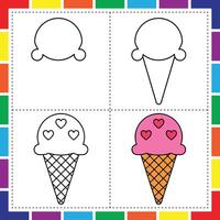 Fun Ice Cream Drawing Tutorial for Kids to Color vector