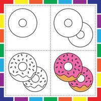 Easy Donut Drawing for Kids to Color and Enjoy vector
