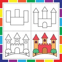 A coloring page with four different castles vector