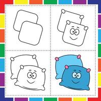 Easy Pillow Coloring Page How to Color Guide for Kids vector