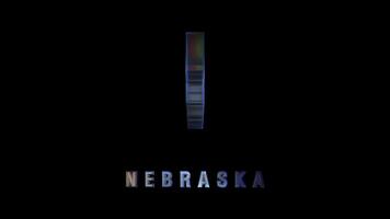 Nebraska map with soft neon glow and metallic label video