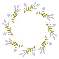 Lavender Circle Frame with Heart Shapes vector