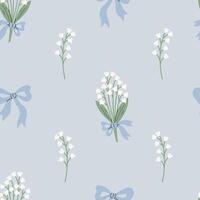 Lily of the valley Seamless Pattern with Tied Bow vector