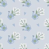 Lily of the Valley and Watering Can Seamless Pattern vector